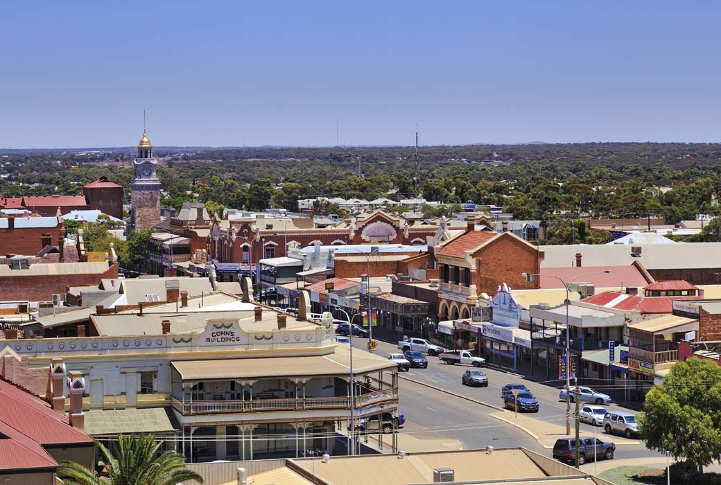 Aerial view of a regional Australian country town, illustrating the community-focused nature of our memoir workshops